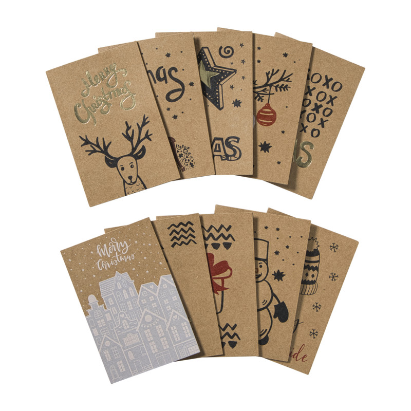 Kerstkaarten box kraft - set van 10 