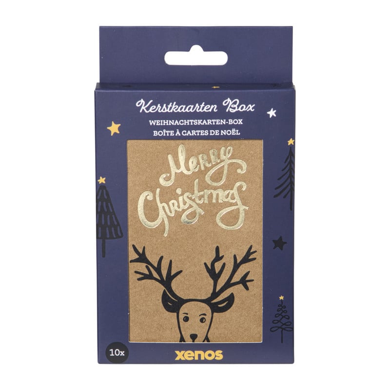 Kerstkaarten box kraft - set van 10 