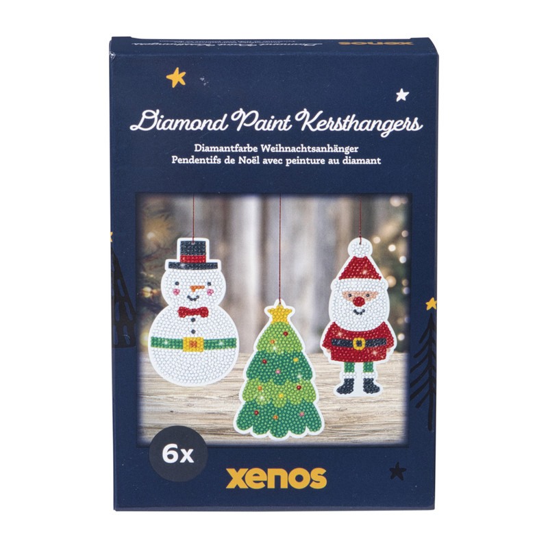 Kersthangers diamond paiting DIY - set van 6