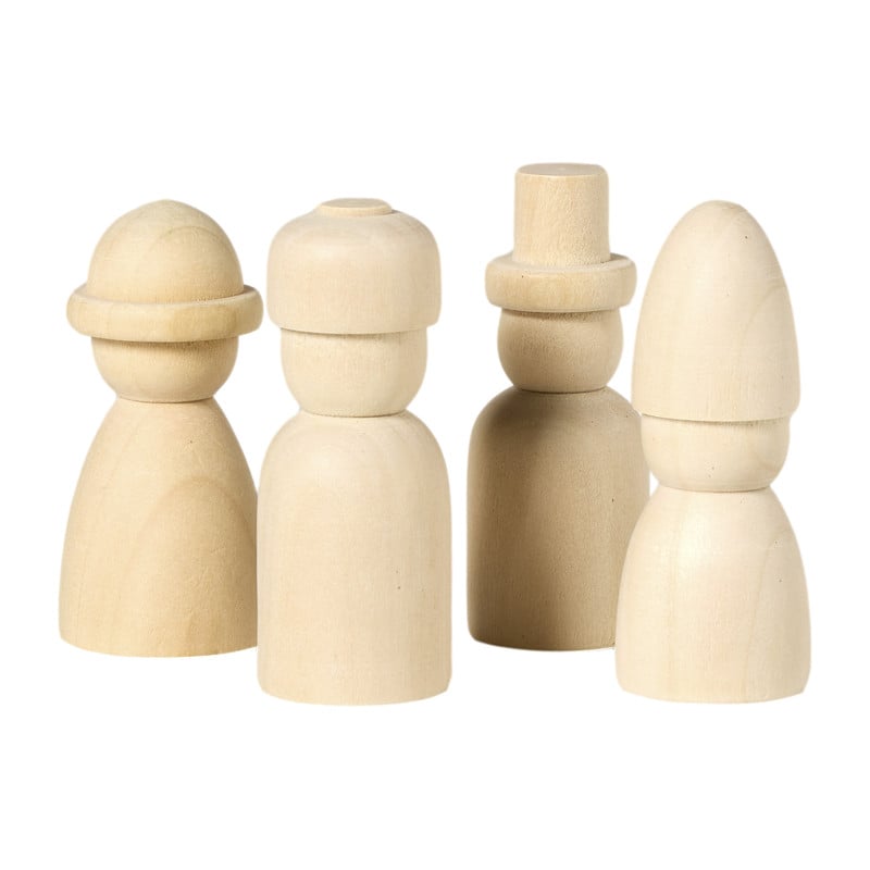 Kerst poppetjes - hout - set van 4