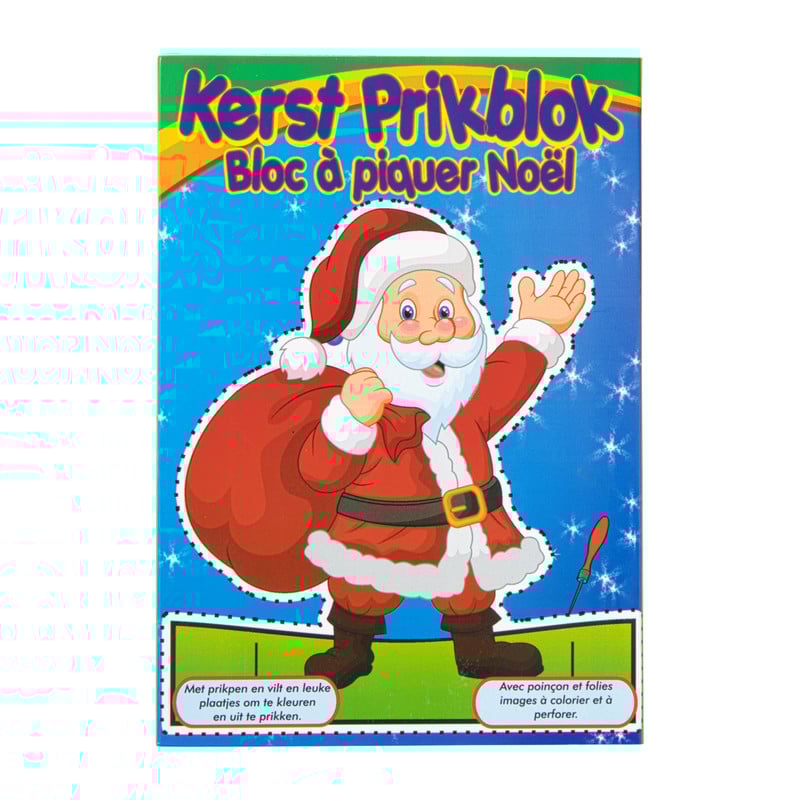 Kerst prikblok met prikpen - 12 prik- en kleurplaten
