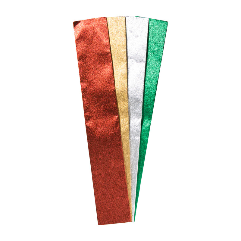 Crepe papier metallic - multikleur - set van 4