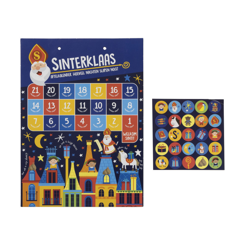 Sint aftelkalender - multikleur - 30x22x0.5 cm 