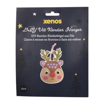 DIY kersthanger rendier van vilt - multikleur - 16x18x0.8 cm