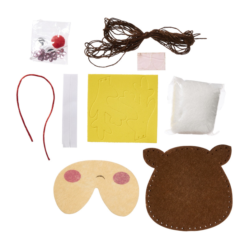 DIY kersthanger rendier van vilt - multikleur - 16x18x0.8 cm