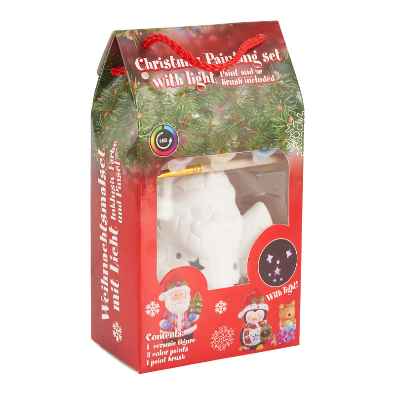 Kerstdeco verfset met led lampje - diverse varianten