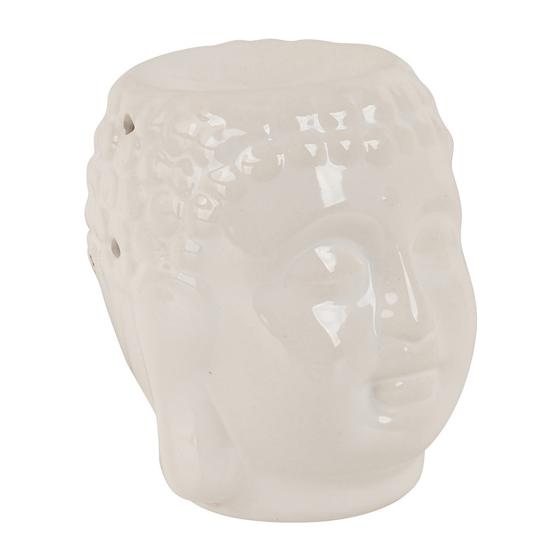 Oliebrander boeddha - wit - ø9x11 cm