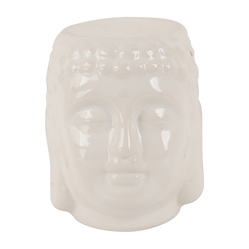 Oliebrander boeddha - wit - ø9x11 cm