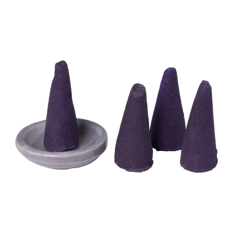 Wierook set - lavendel - kegels met schaaltje 