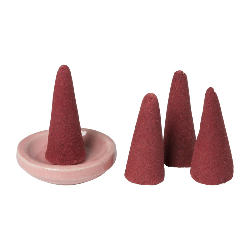 Wierook set - rose - kegels met schaaltje 