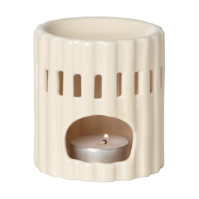 Oliebrander streep - beige - ø8.5x9 cm