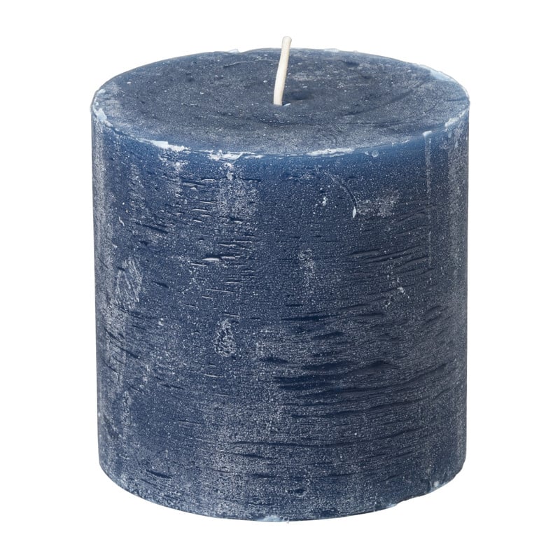 Kaars rustiek - koningsblauw - ø10x10 cm