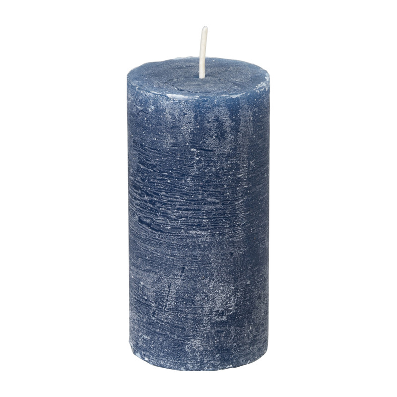 Kaars rustiek - koningsblauw - ø5x10 cm