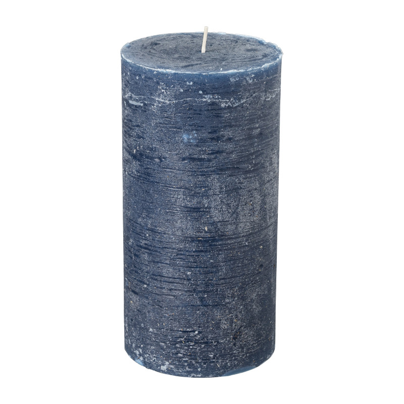 Kaars rustiek XXL - koningsblauw - ø10x20 cm