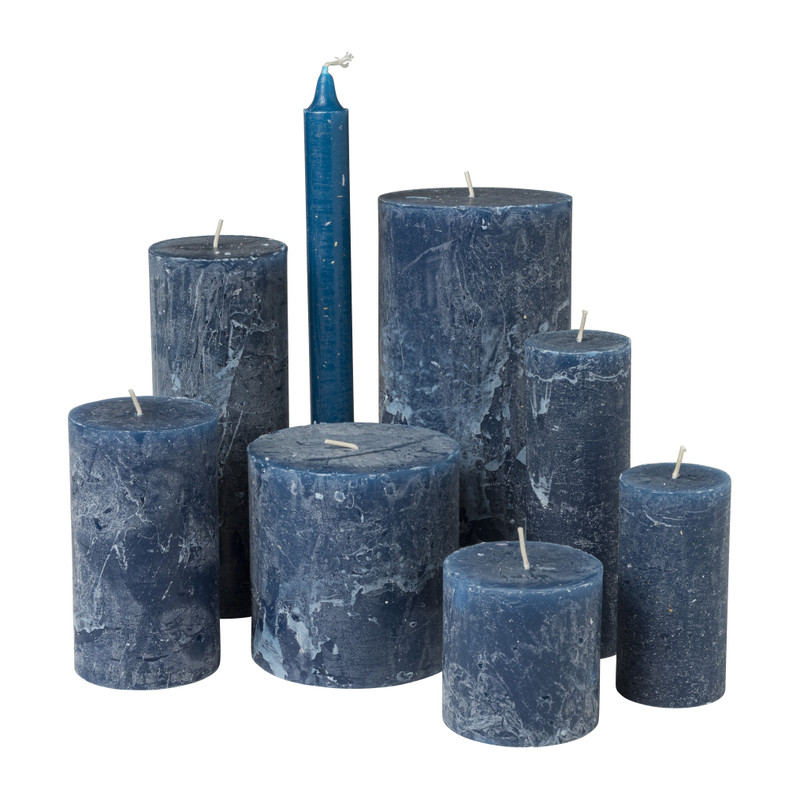Kaars rustiek XXL - koningsblauw - ø10x20 cm