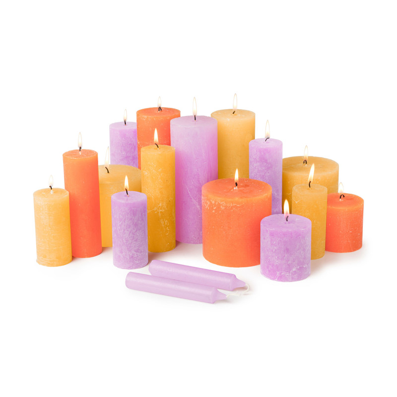 Kaars rustiek - lila - ø7x12 cm