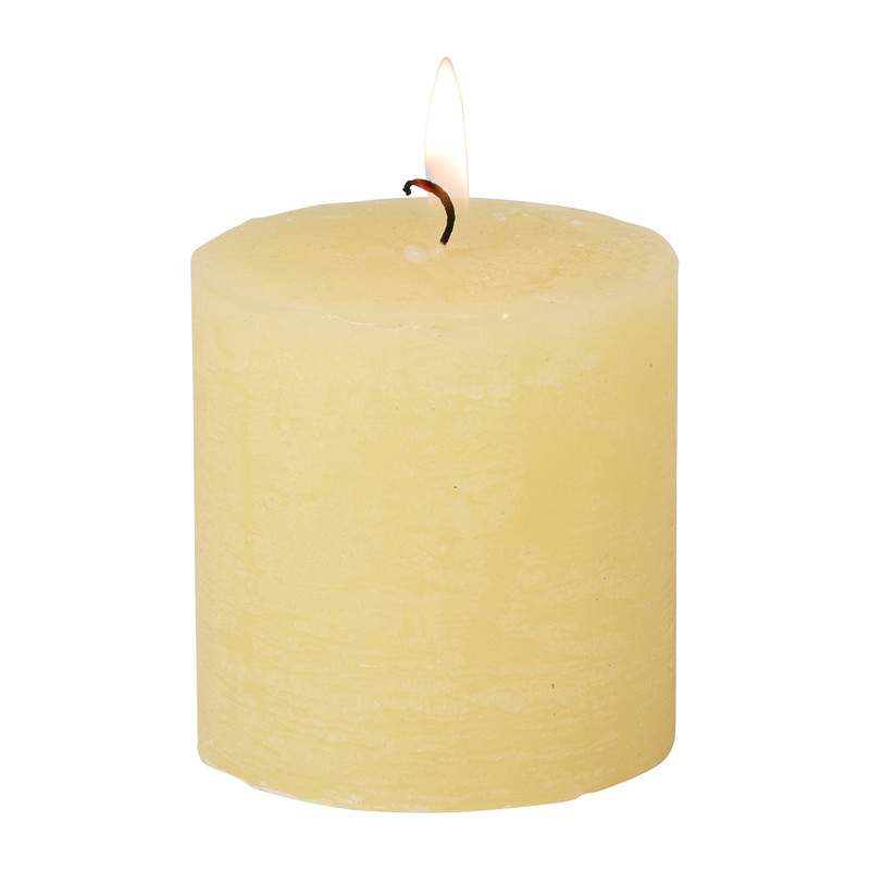 Kaars rustiek - geel - ø7x7 cm