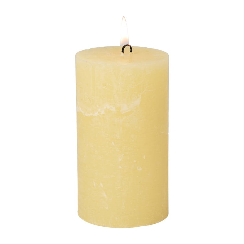 Kaars rustiek - geel - 7x12 cm 