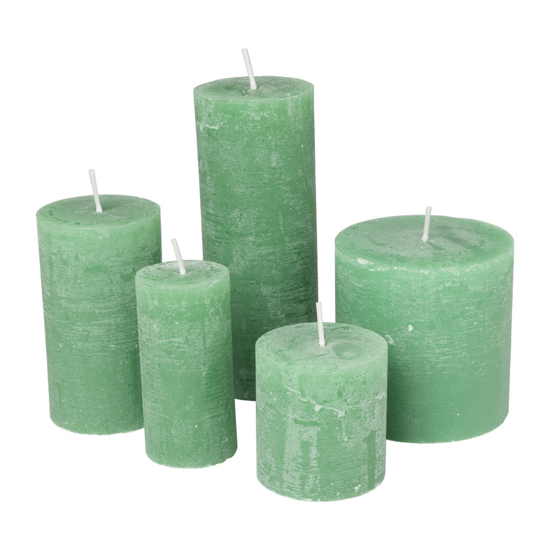 Kaars rustiek - appel groen - ø5x10 cm