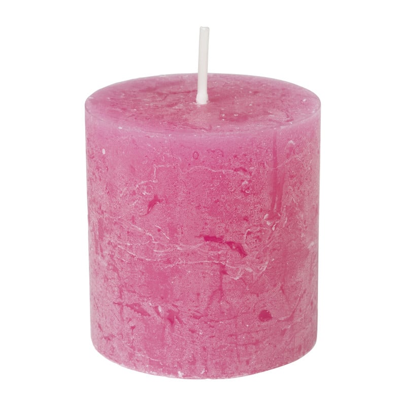 Kaars rustiek - roze - ø7x7 cm