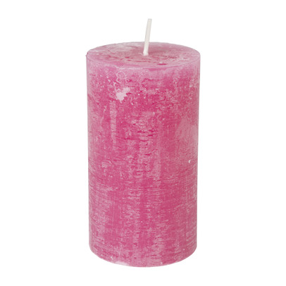 Kaars rustiek - roze - ø7x12 cm