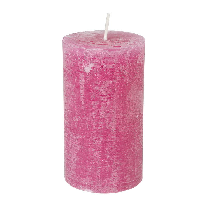 Kaars rustiek - roze - ø7x12 cm