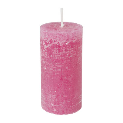 Kaars rustiek - roze - ø5x10 cm
