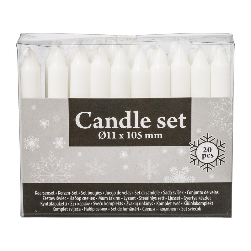 Dinerkaarsjes smal - set van 20 - 10 cm