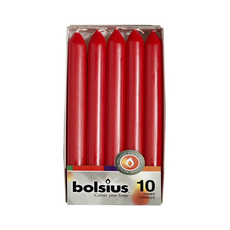 Bolsius dinerkaars - rood - set van 10