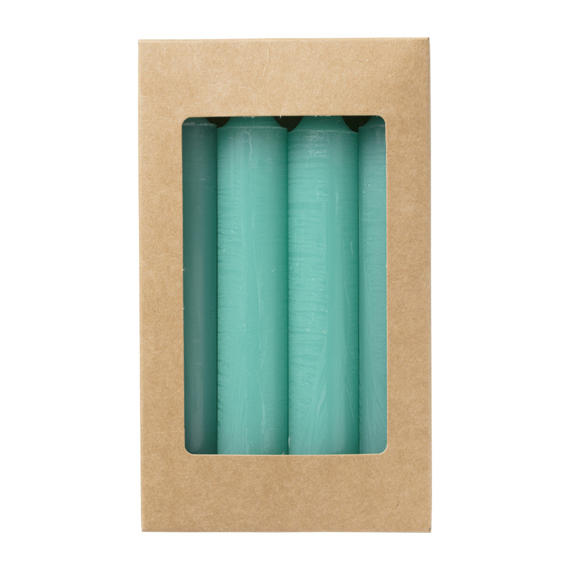 Dinerkaarsen rustiek kort - groen - set van 4