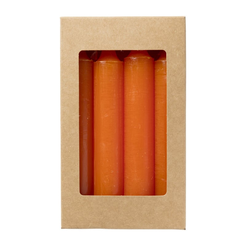 Dinerkaarsen kort - oranje - set van 4