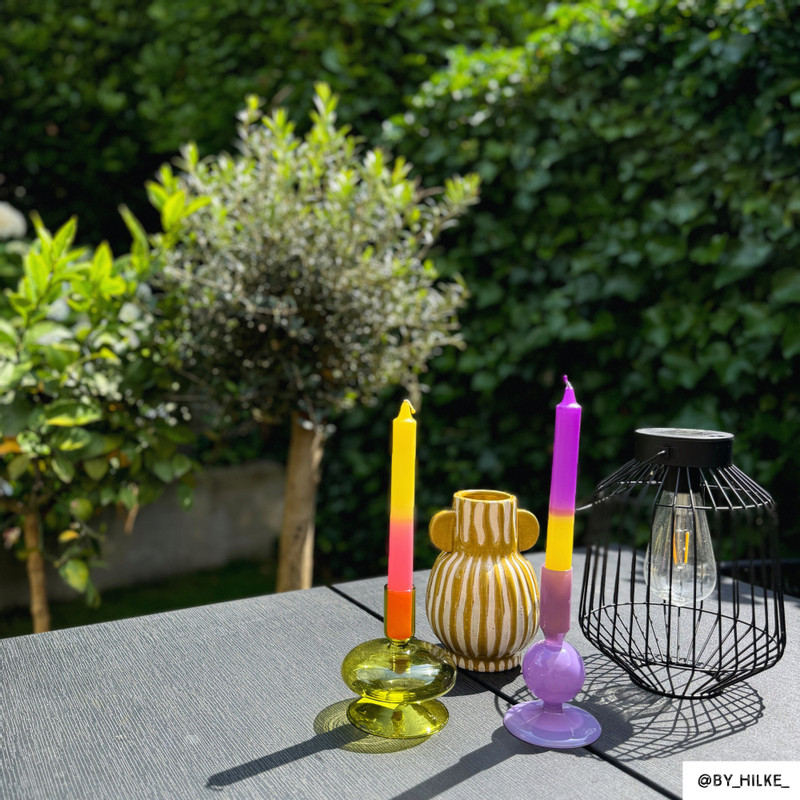 Dinerkaars dip-dye - paars/geel - ø1.85x20 cm