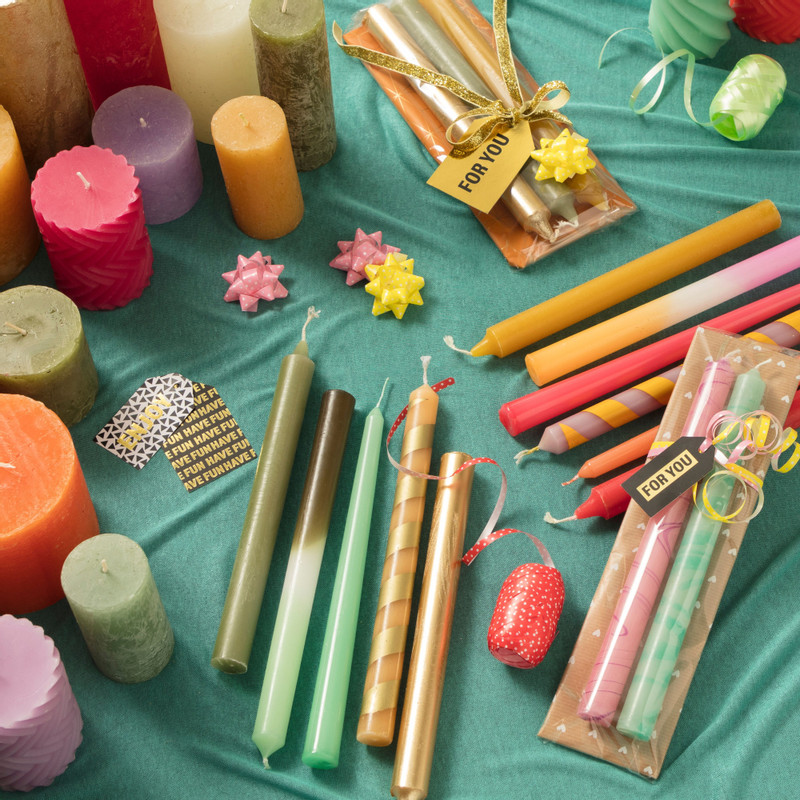 Dinerkaars streep - paars/oranje - ø2.15x25 cm