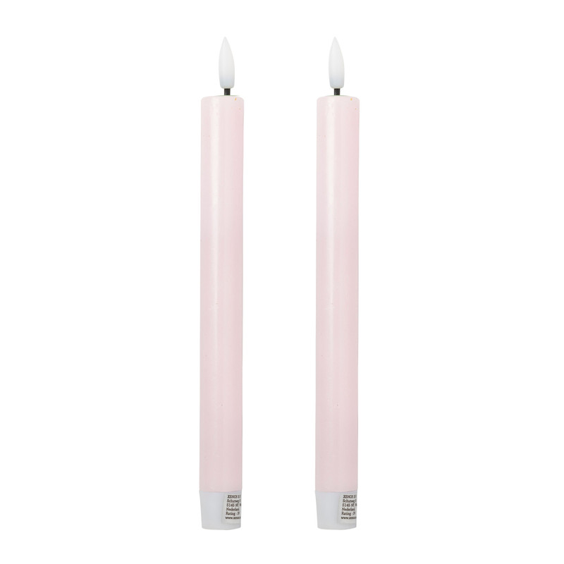 LED dinerkaarsen - roze - set van 2 - ø2.2x24.5 cm 