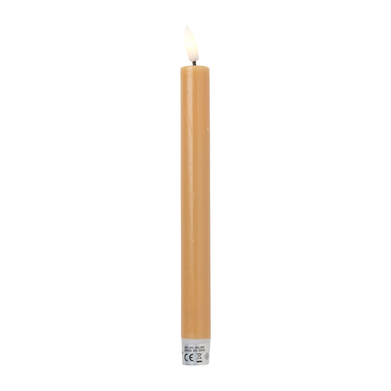 LED dinerkaarsen - taupe - set van 2 - ø2.2x24.5 cm