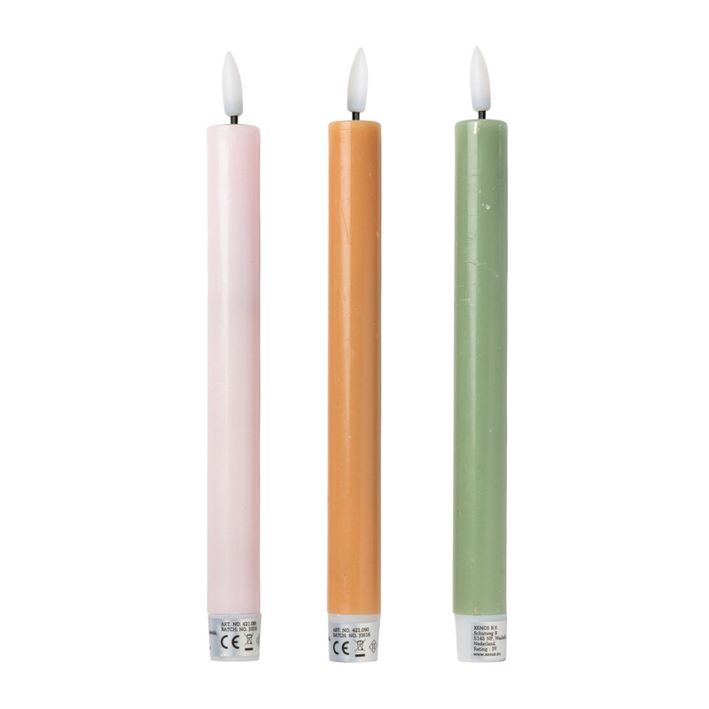 LED dinerkaarsen - taupe - set van 2 - ø2.2x24.5 cm