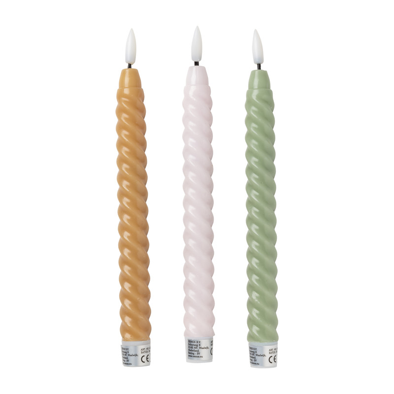 LED dinerkaars  twist - taupe - set van 2 - ø2.2x24.5 cm