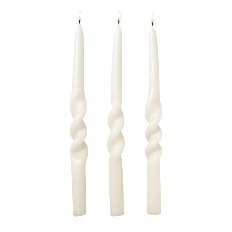 Dinerkaarsen swirl - beige - set van 3