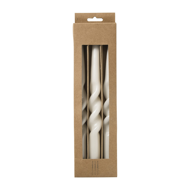 Dinerkaarsen swirl - beige - set van 3
