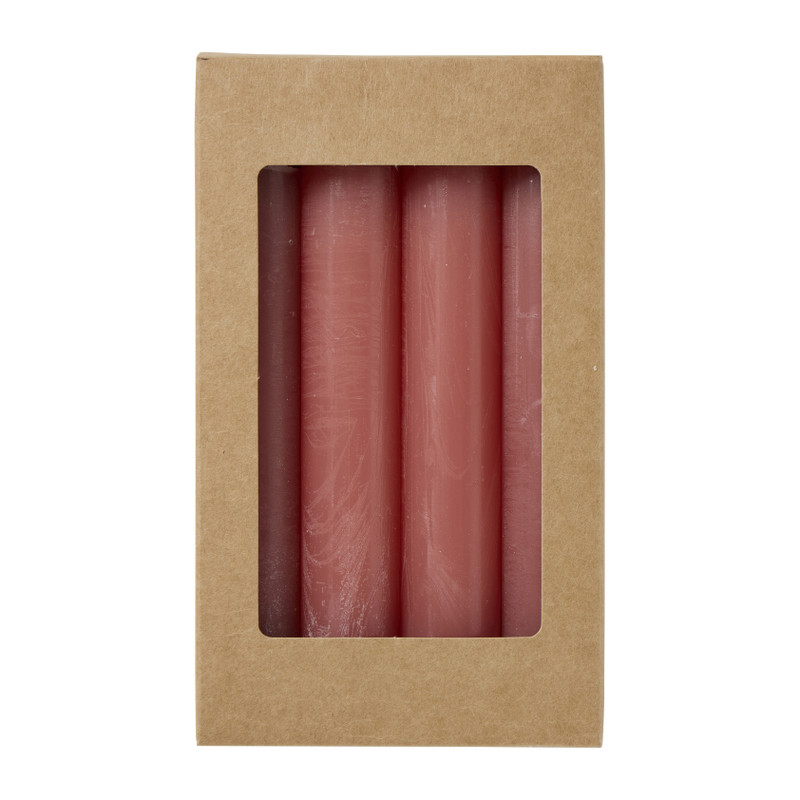 Dinerkaarsjes - set van 4 - terra - ø2.2x14 cm