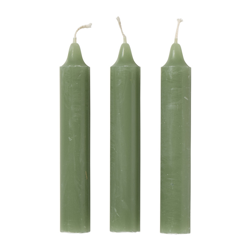 Dinerkaarsjes - set van 4 - groen - ø2.2x14 cm