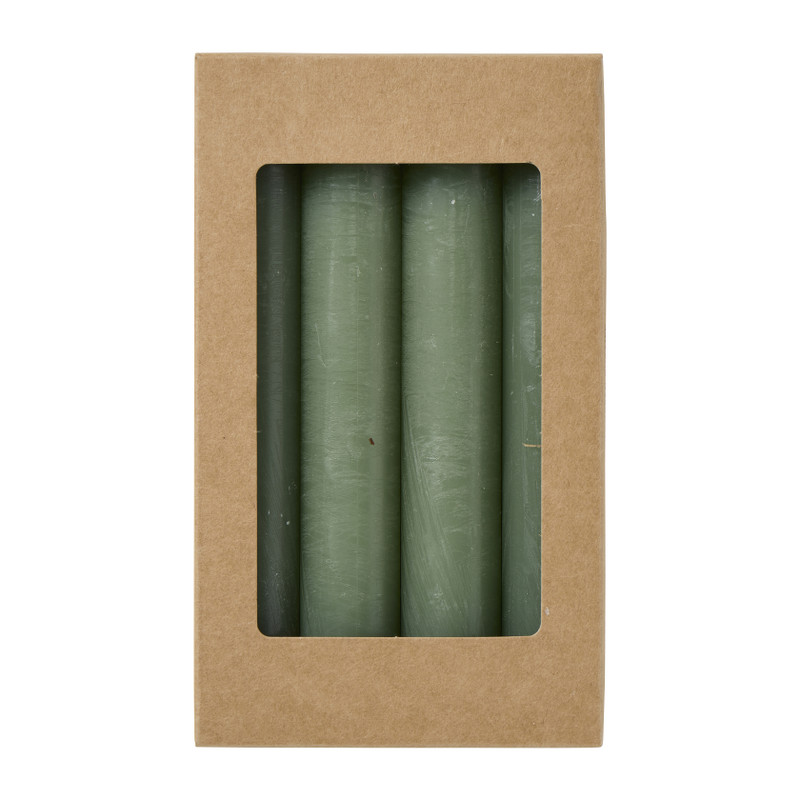 Dinerkaarsjes - set van 4 - groen - ø2.2x14 cm