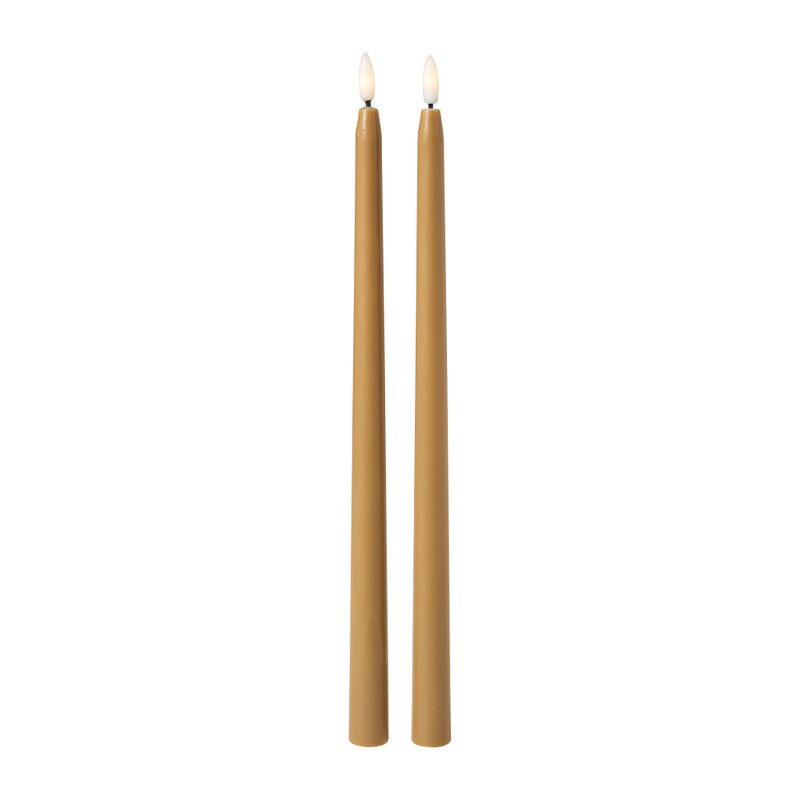 LED dinerkaarsen - beige - ø2x38 cm - set van 2