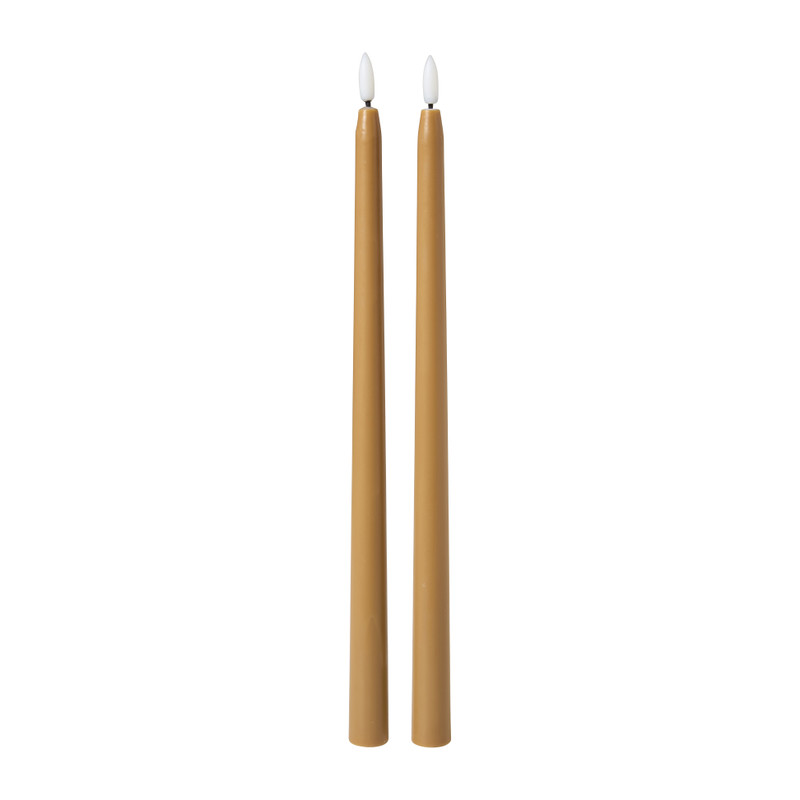 LED dinerkaarsen - beige - ø2x38 cm - set van 2