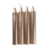 Dinerkaarsen rustiek kort - champagne - set van 4