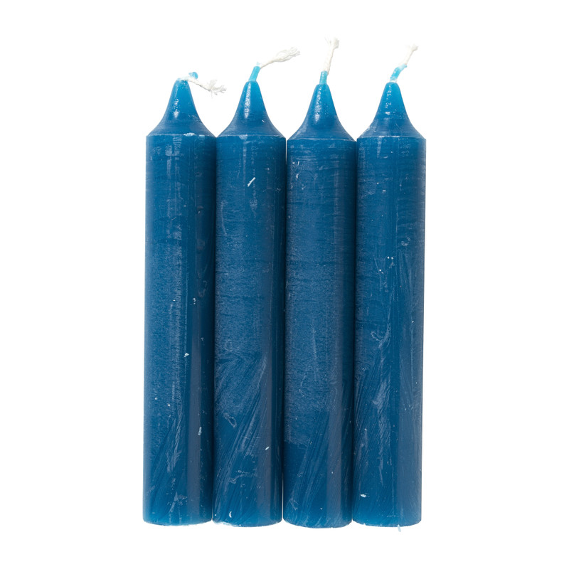 Dinerkaarsen kort - koningsblauw - set van 4