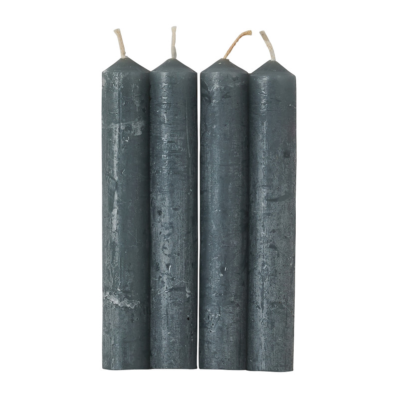 Dinerkaarsjes kort - grijs - set van 4