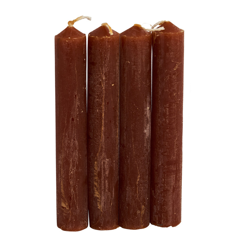 Dinerkaarsjes kort - cognac - set van 4