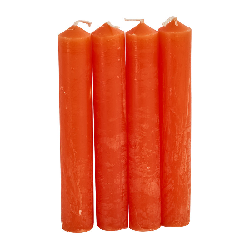 Dinerkaarsjes kort - oranje - set van 4