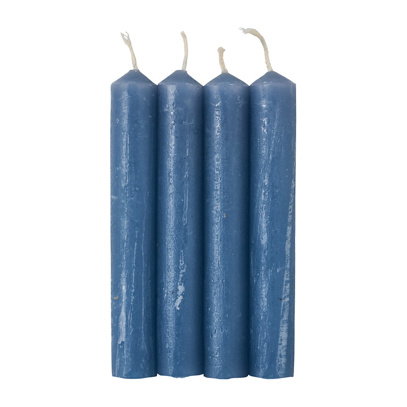 Dinerkaarsjes kort - blauw - set van 4